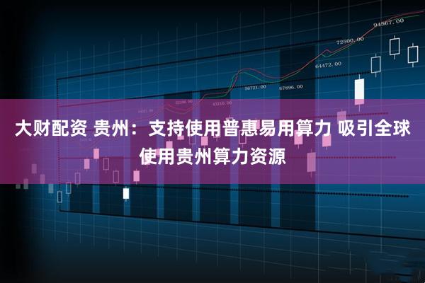 大财配资 贵州：支持使用普惠易用算力 吸引全球使用贵州算力资源